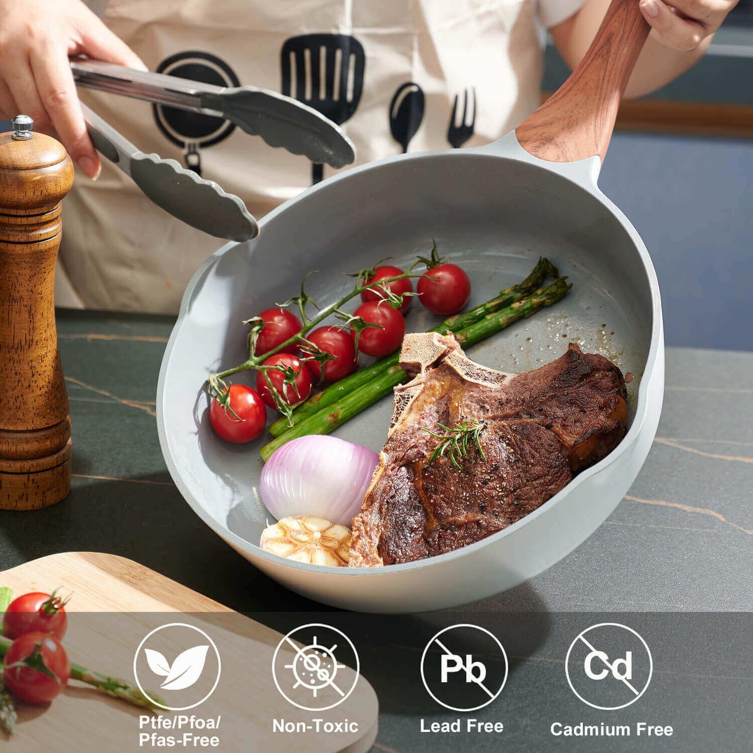 Frying Pans Nonstick with Lid, 10.2 inch Skillets and Frying pans,Ceramic Coo…