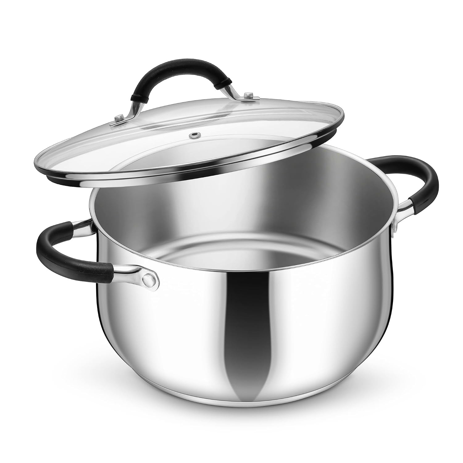 Stainless Steel Stock Pot 6 Qt Cooking Soup Pot Visible Lid Stainless Steel