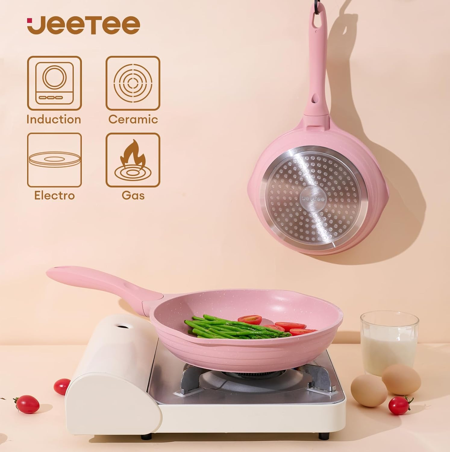 Pink Pots and Pans Set Nonstick 23Pcs, Healthy Kitchen Cookware Sets, Induction