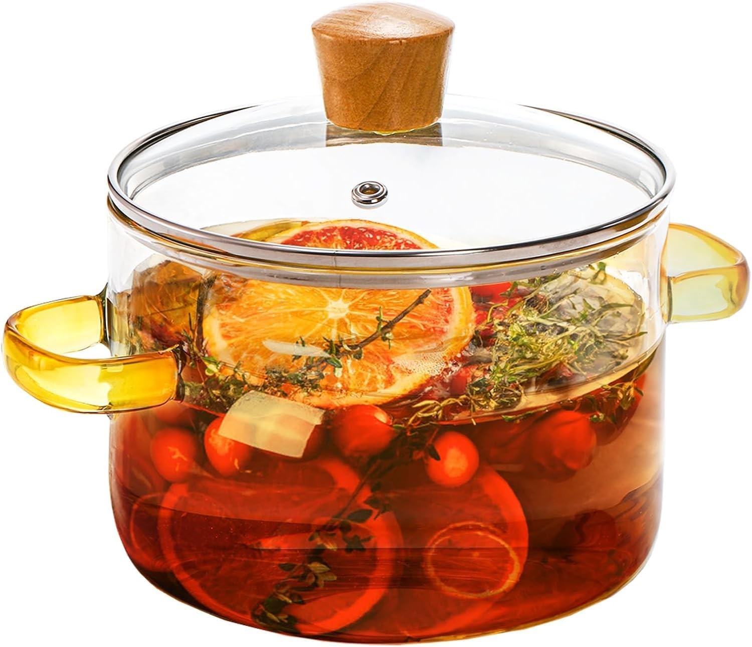 1.5L/50oz Glass Cooking Pot with Lid, Heat-Resistant Borosilicate Glass Simmer