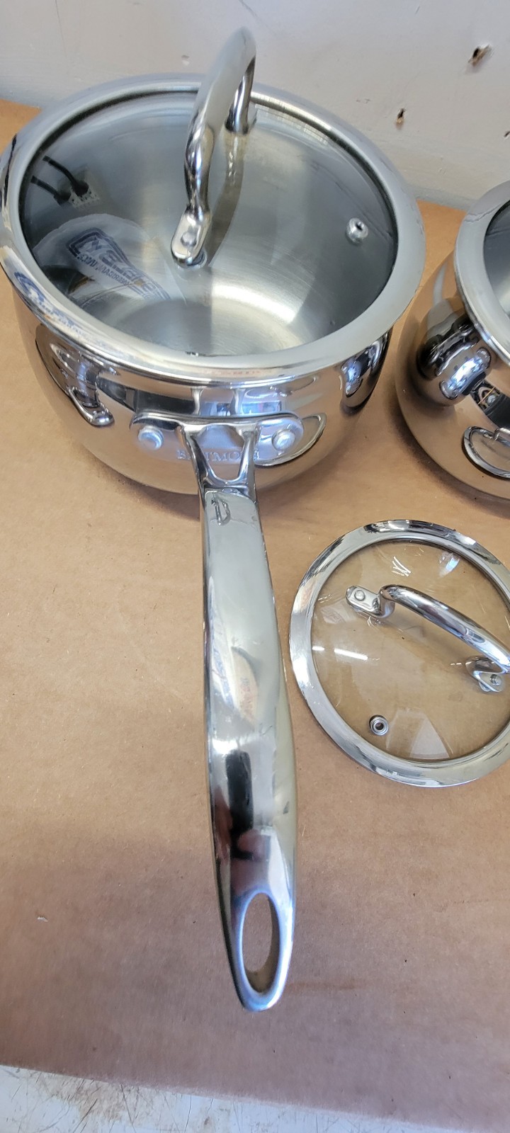 Biltmore 3 Pc Sauce Pans Pots Heavy Stainless Steel Oven Safe Steamer 3.4 2.3 QT