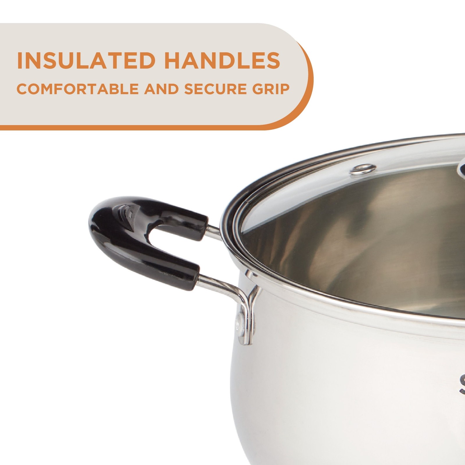 4.3QT Stainless Steel Saucepot with Glass Lid 22cm Saucepan for Soups