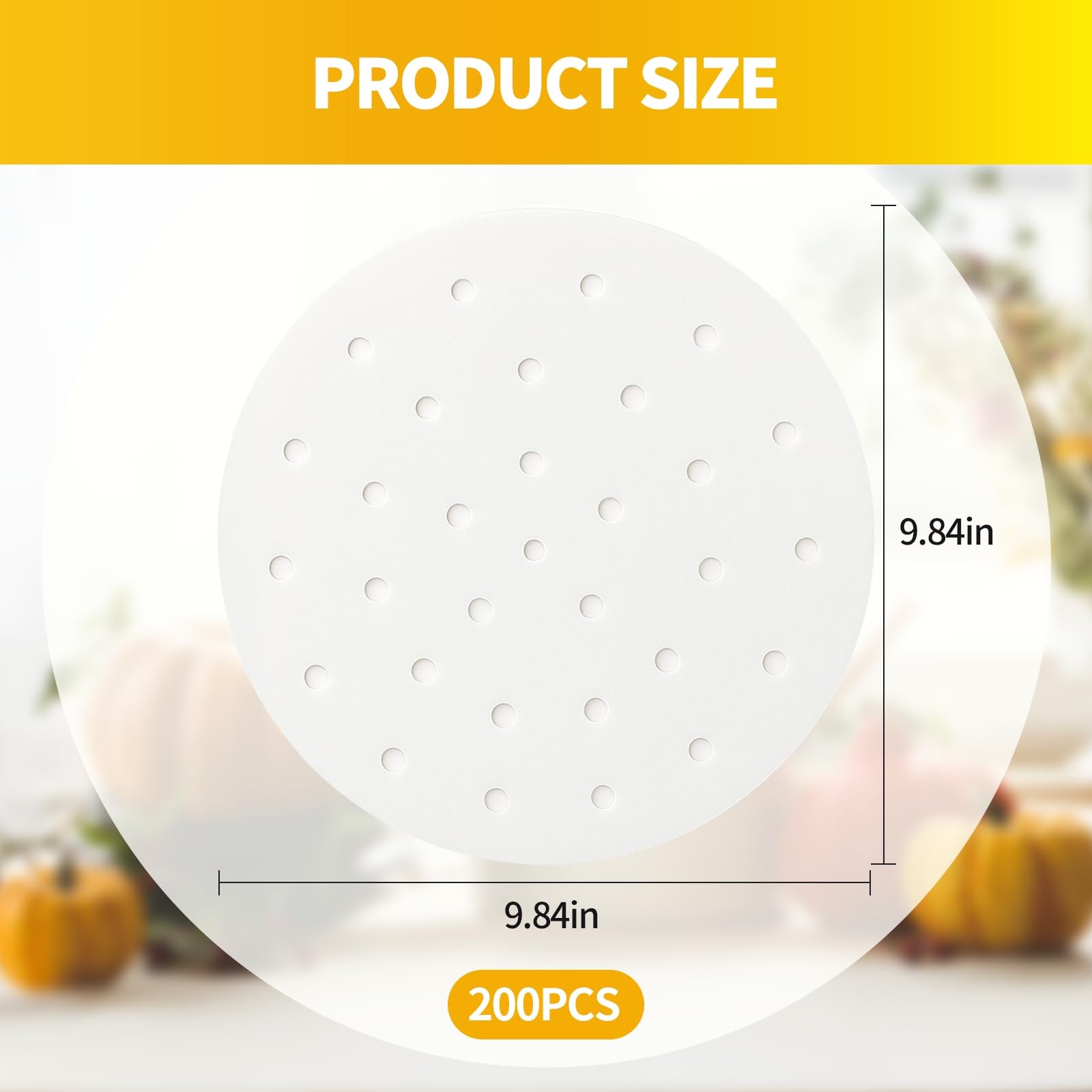 200 PCS Non-Stick Bamboo Steamer Paper, 10″ Round Liners with Holes for Steamer