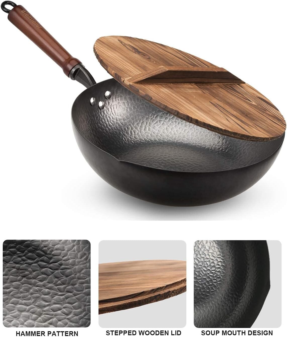 Rust-Resistant Carbon Steel Wok with Special Design Elements – Chef’s Essential