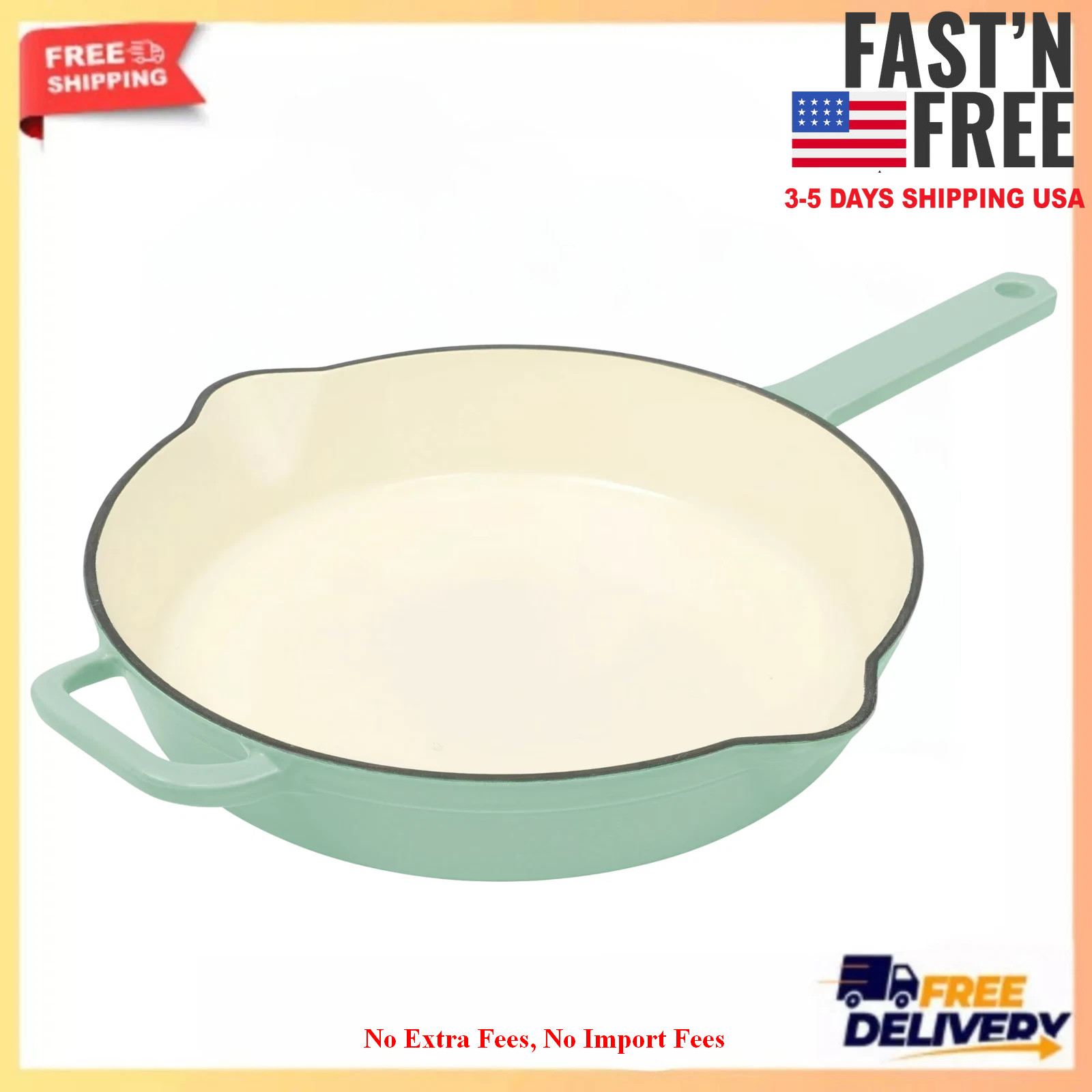 The Pioneer Woman 12″ Enameled Cast Iron Skillet Frying Pan Greyed Jade Green