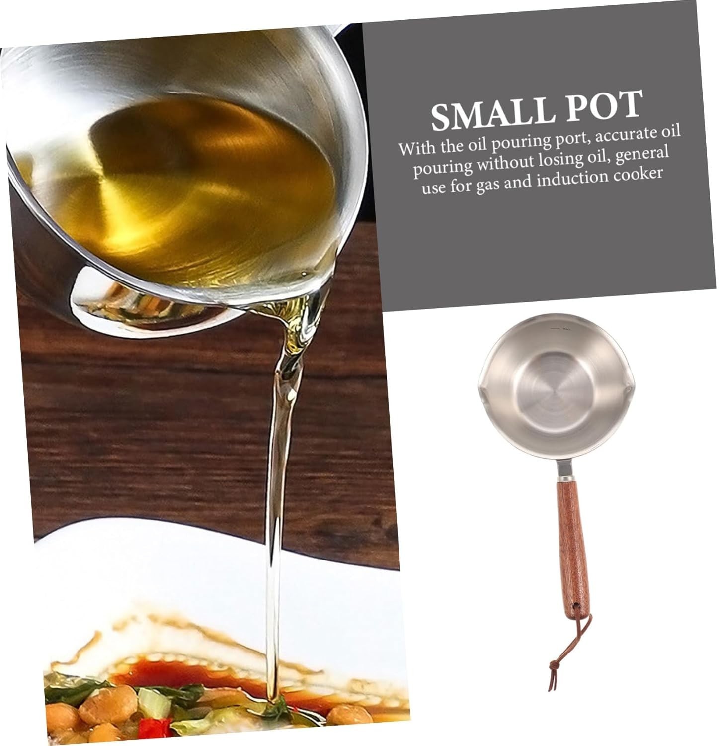 1 Qt Stainless Steel Milk Pot W/ Double Sided Pouring Lips Small Saucepan Stove