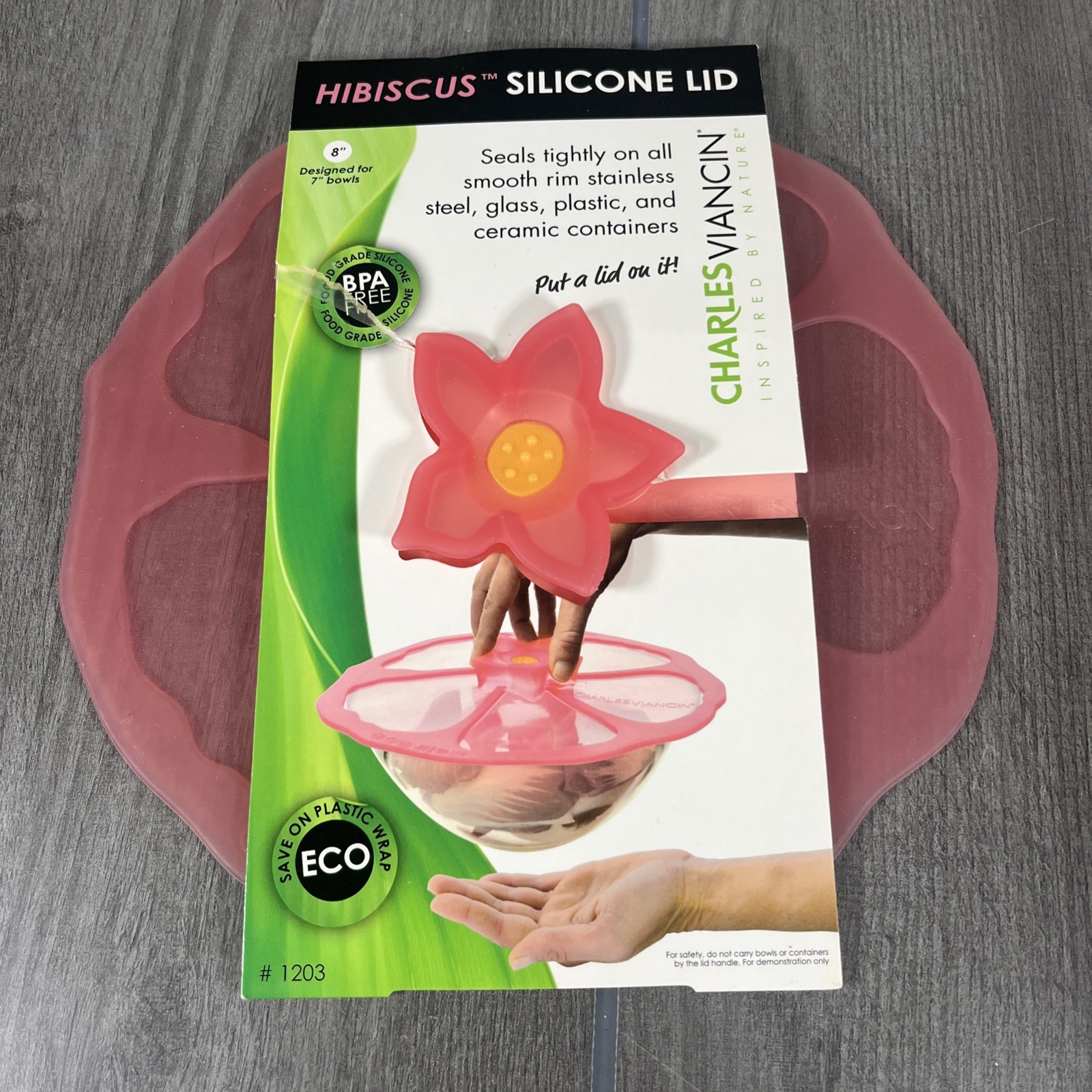 Hibiscus Silicone Lid for Food Storage and Cooking – 8” – Airtight Seal Pink