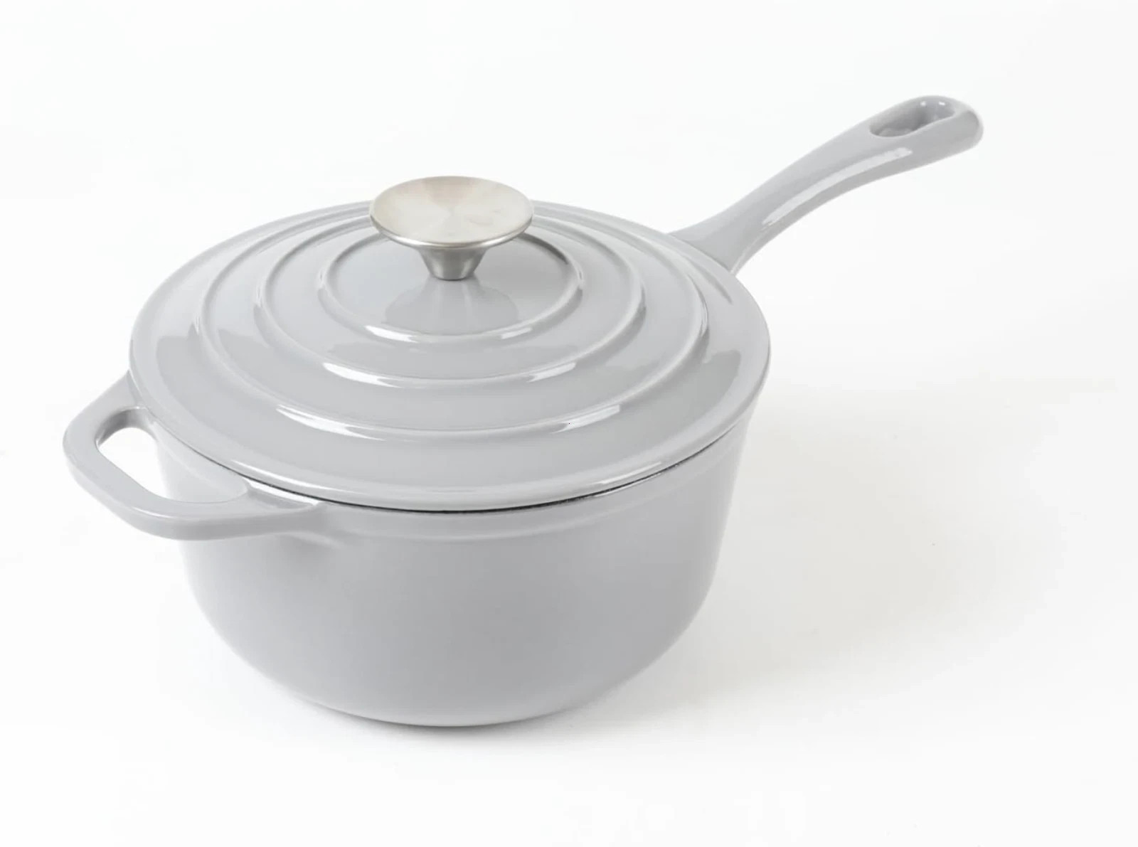 HAWOK Enameled Cast Iron Saucepan 2.65 Quart/2.5-Liters Gray