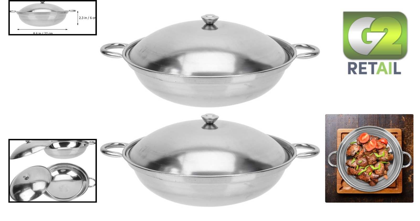Versatile 8.66 Inch Cooking Pot – Stainless Steel, Heat Resistant & Lid Included