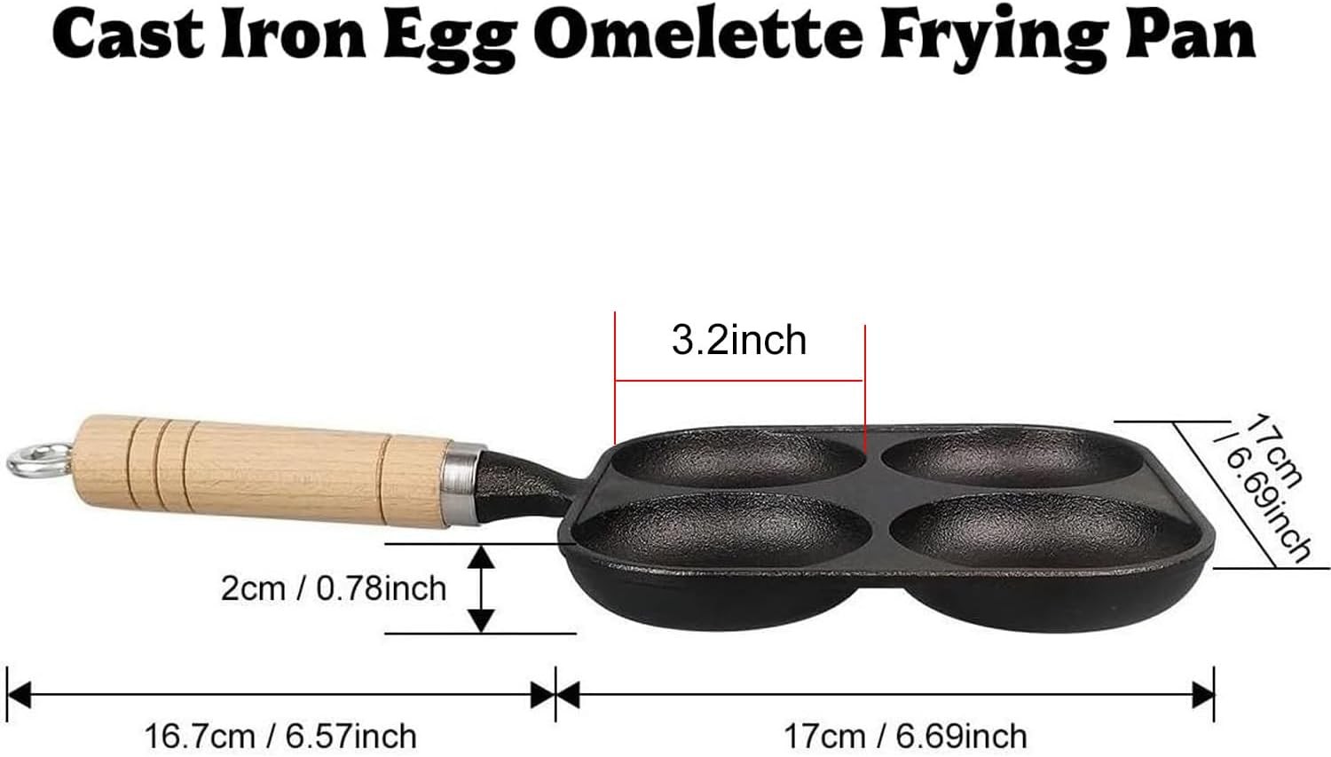 Mini Cast Iron 4-Cup Egg Pan 6.7″ Compact Breakfast Griddle Sliders & Mini