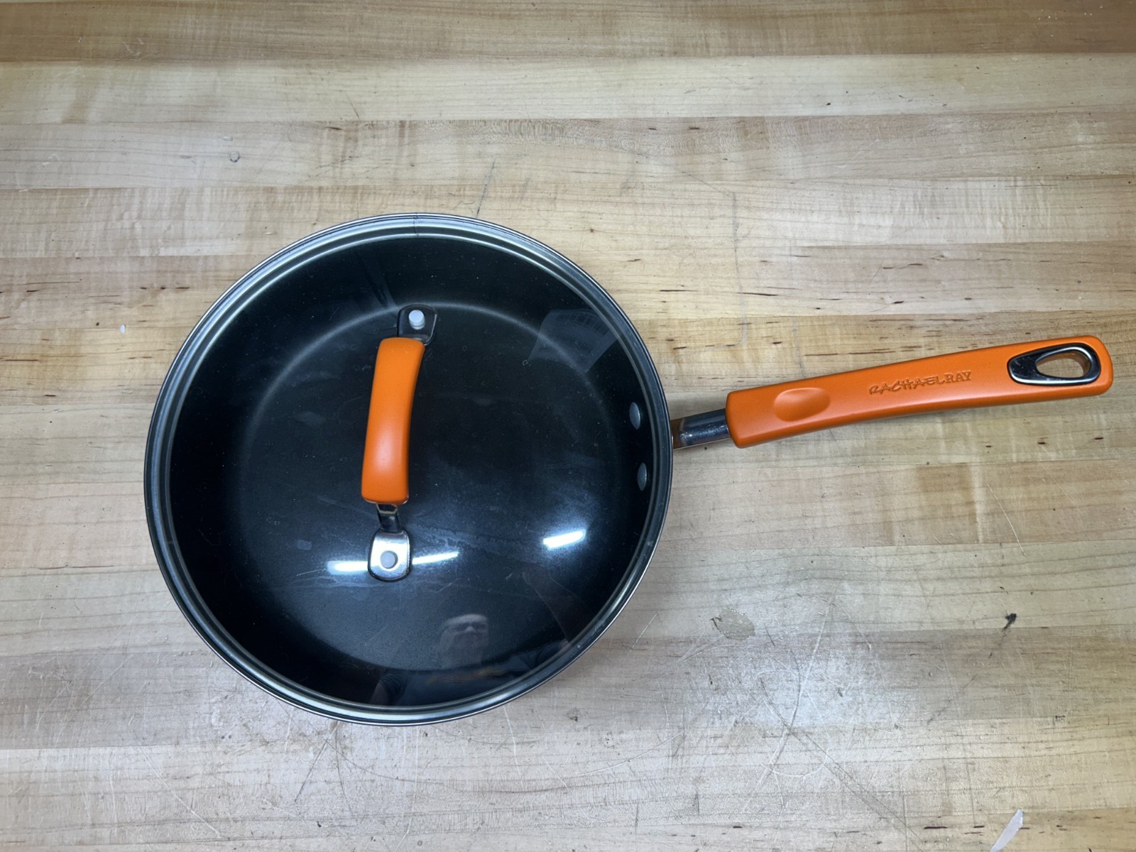 RACHAEL RAY Cookware Orange Ombre’ 3 PAN SET w/ Lids