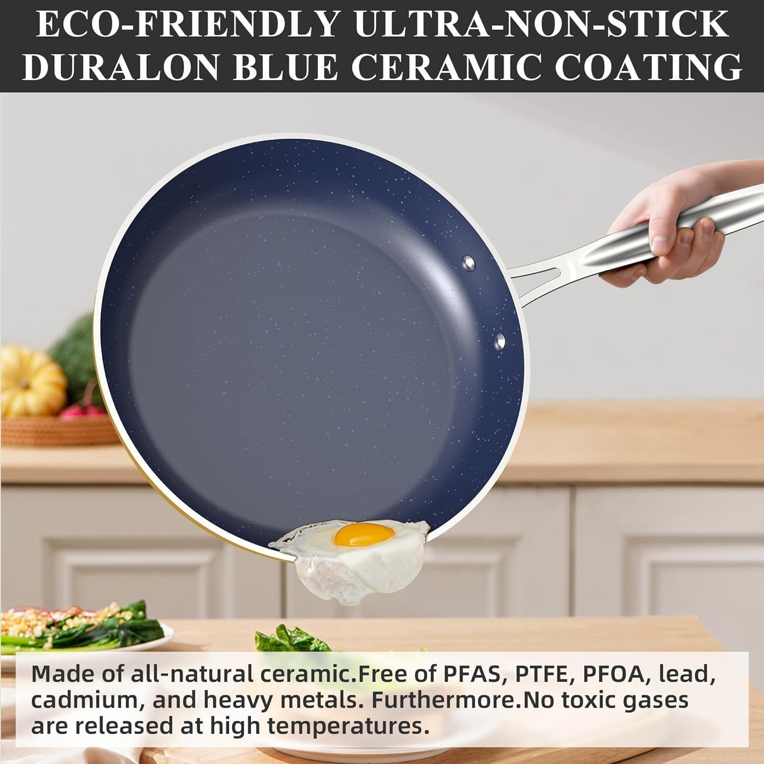 Duralon Blue Ceramic Nonstick Cookware Set – PFAS Free & Scratch-Resistant