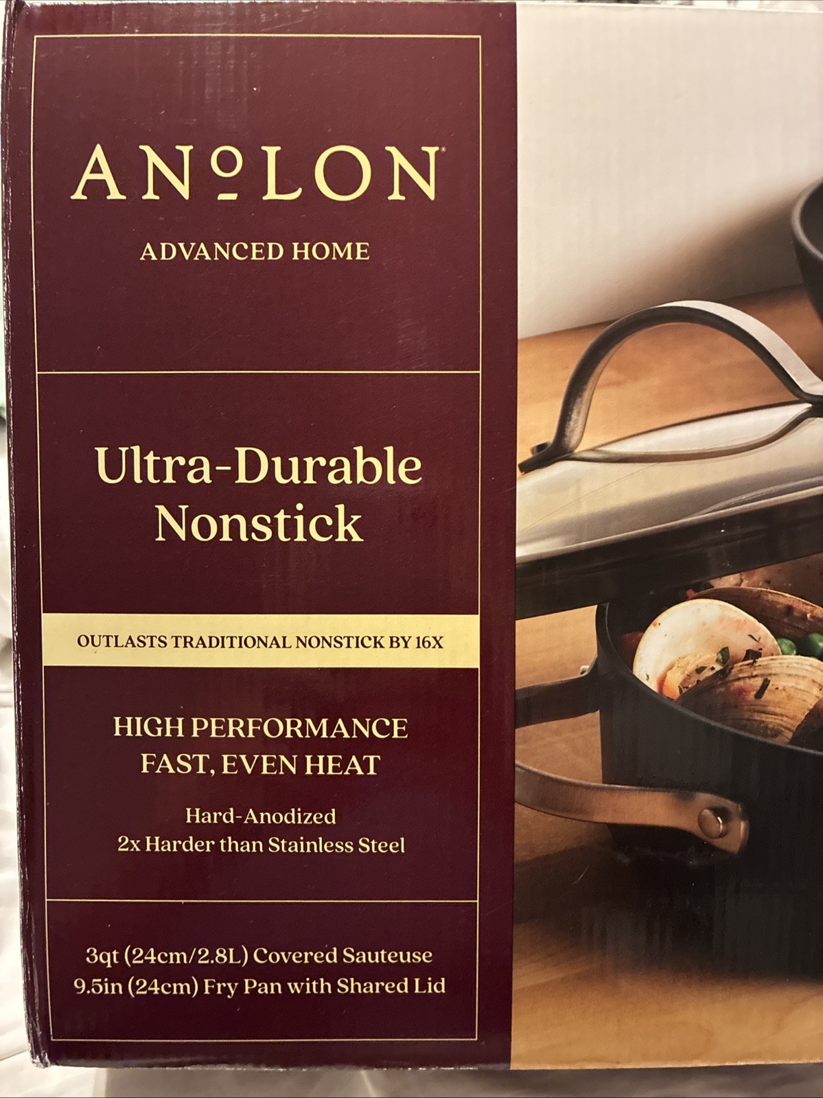 New Anolon Advanced Home Hard-Anodized Nonstick 3-Pc. Cookware Set