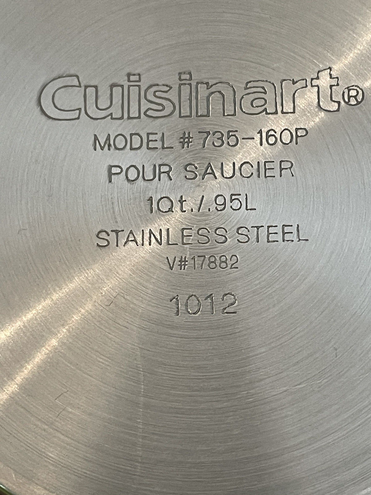 Cuisinart 1 Quart Stainless Pour Saucier Steel Sauce Pan 735-160P W/Pour Spout