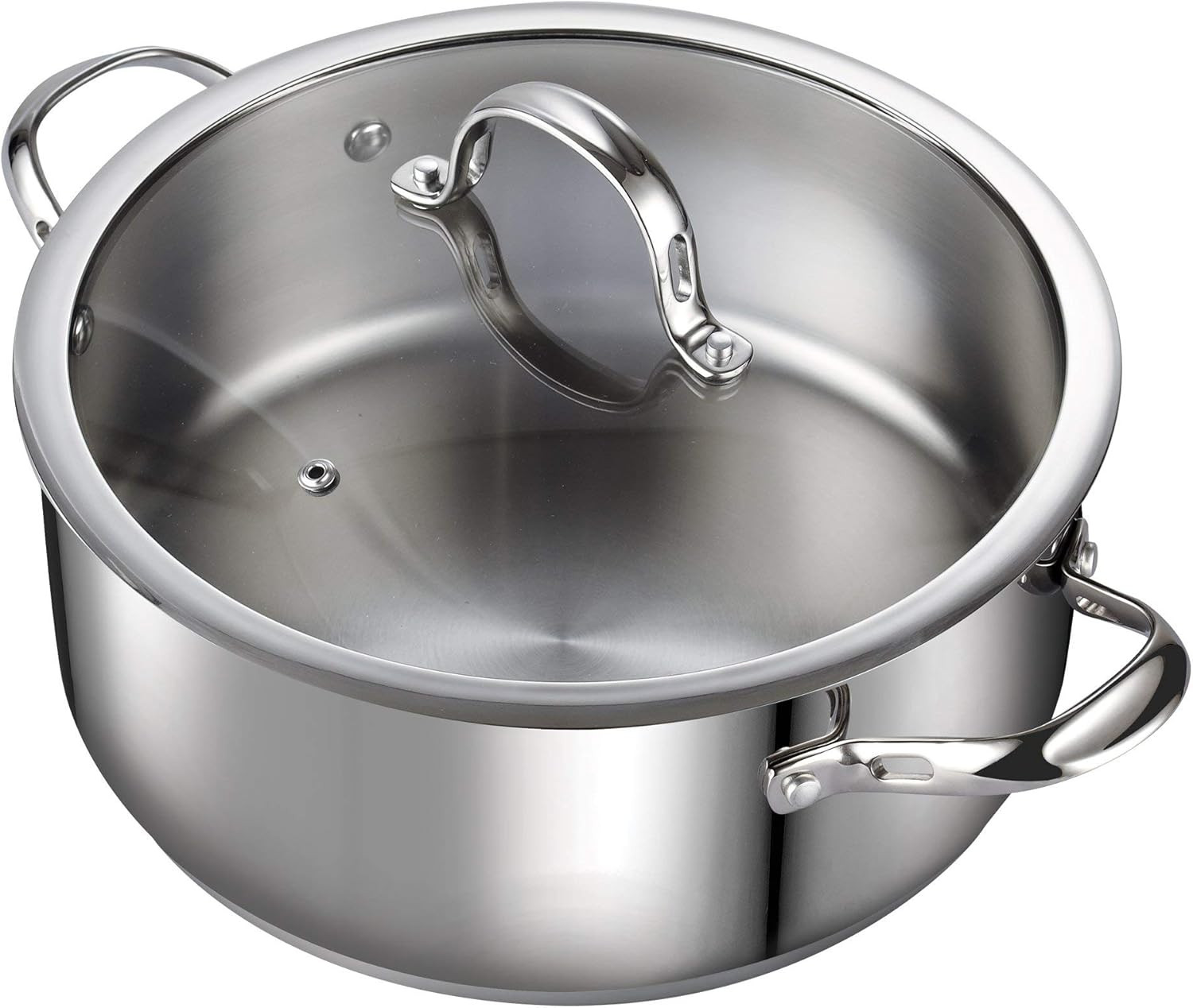Standard Dutch Oven Casserole with Glass Lid, 7-Quart Classic Stainless Steel St