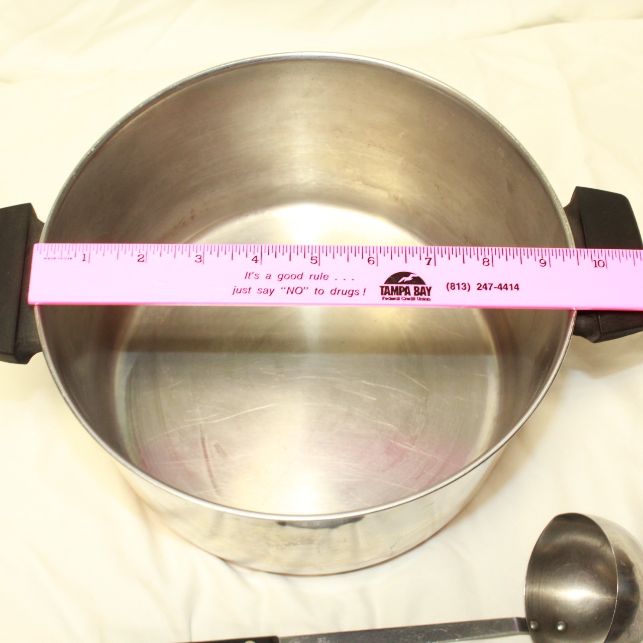 Revere Ware 1801 6 QT Copper Bottom Stock Pot W/ Ladle -Clinton, ILL 95l- NO LID