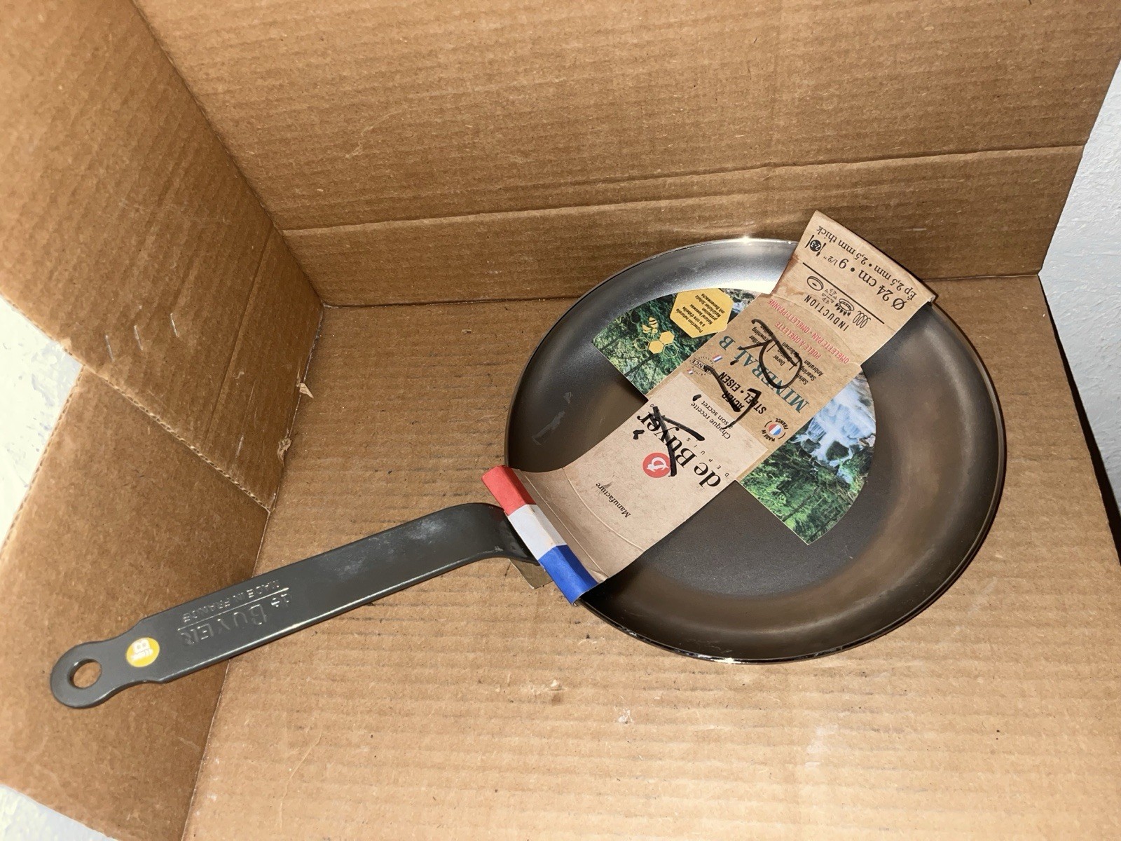 De Buyer Mineral B Carbon Steel Fry Pan, Nonstick 9.5” Induction Ready