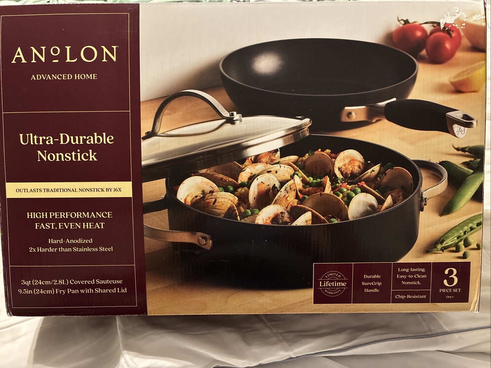 New Anolon Advanced Home Hard-Anodized Nonstick 3-Pc. Cookware Set