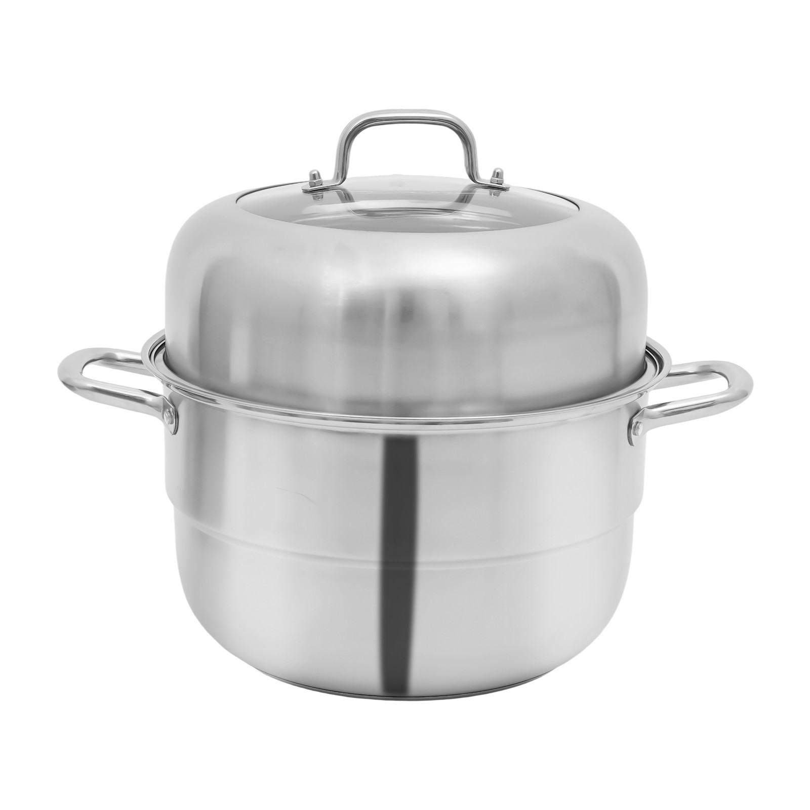 Stackable Stainless Steel Steamer Cooker Pot Glass Lid 5 Layers Large Capacity
