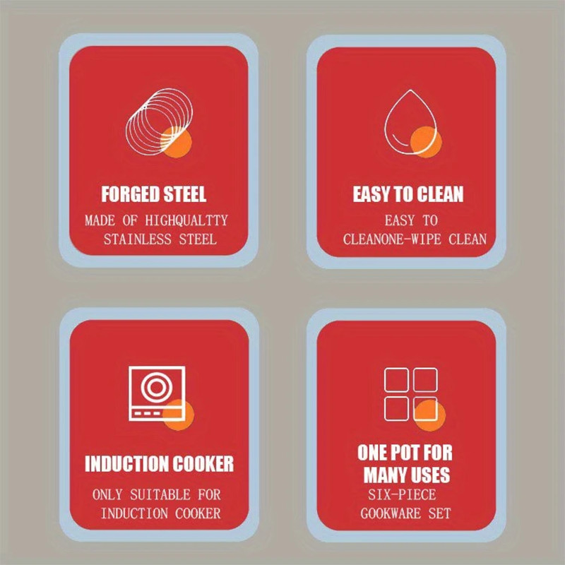 12 Piece Cookware Set Nonstick Pots and Pans Home Kitchen Cooking Non Stick, Red