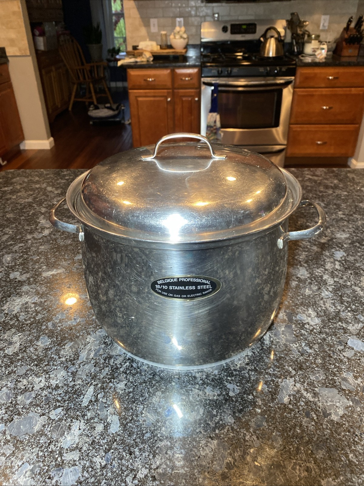 Vintage Belgique 8 Qt Stainless Steel Stock Pot w/Vented Lid Made in Belgium