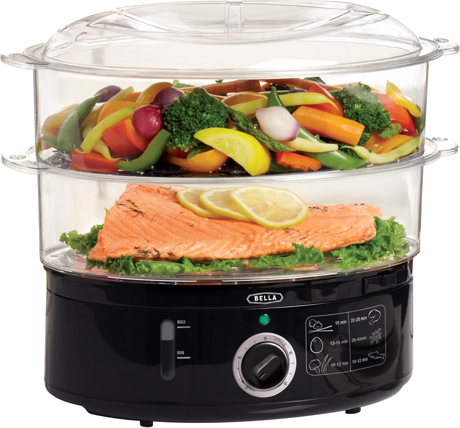 Best 7.4QT 2 Tier Food Steamer Electric Vegetable Rice Cooker Auto Shutoff Black