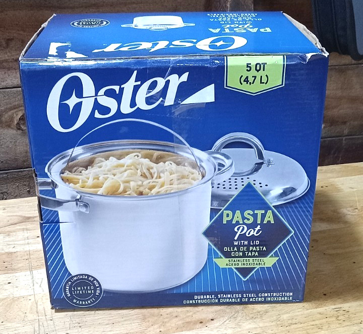 Oster Sangerfield Stainless Steel 5 Quart Pasta Pot w/Steamer & Strainer Lid