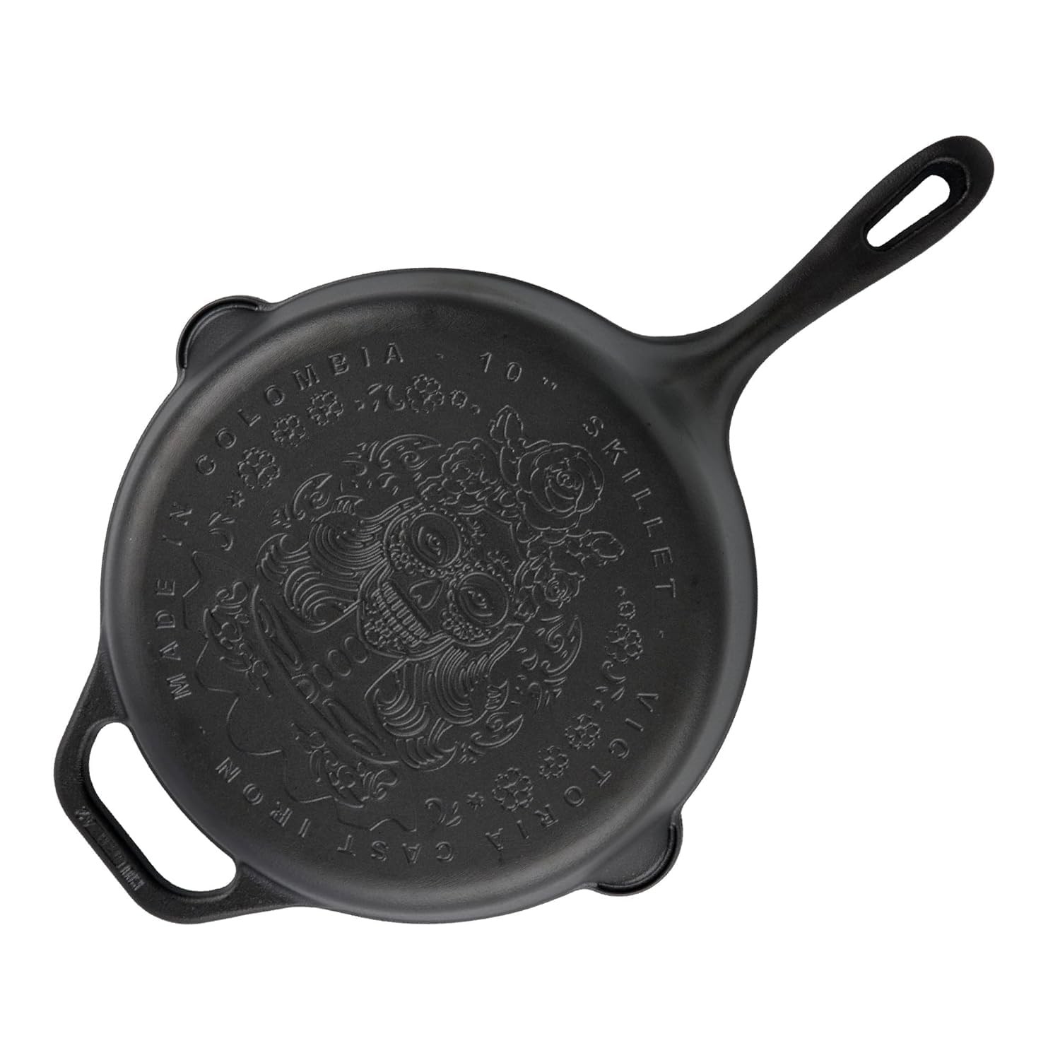 Cast Iron Skillet 10-Inch Day of the Dead La Catrina Seasoned Made in Colombia