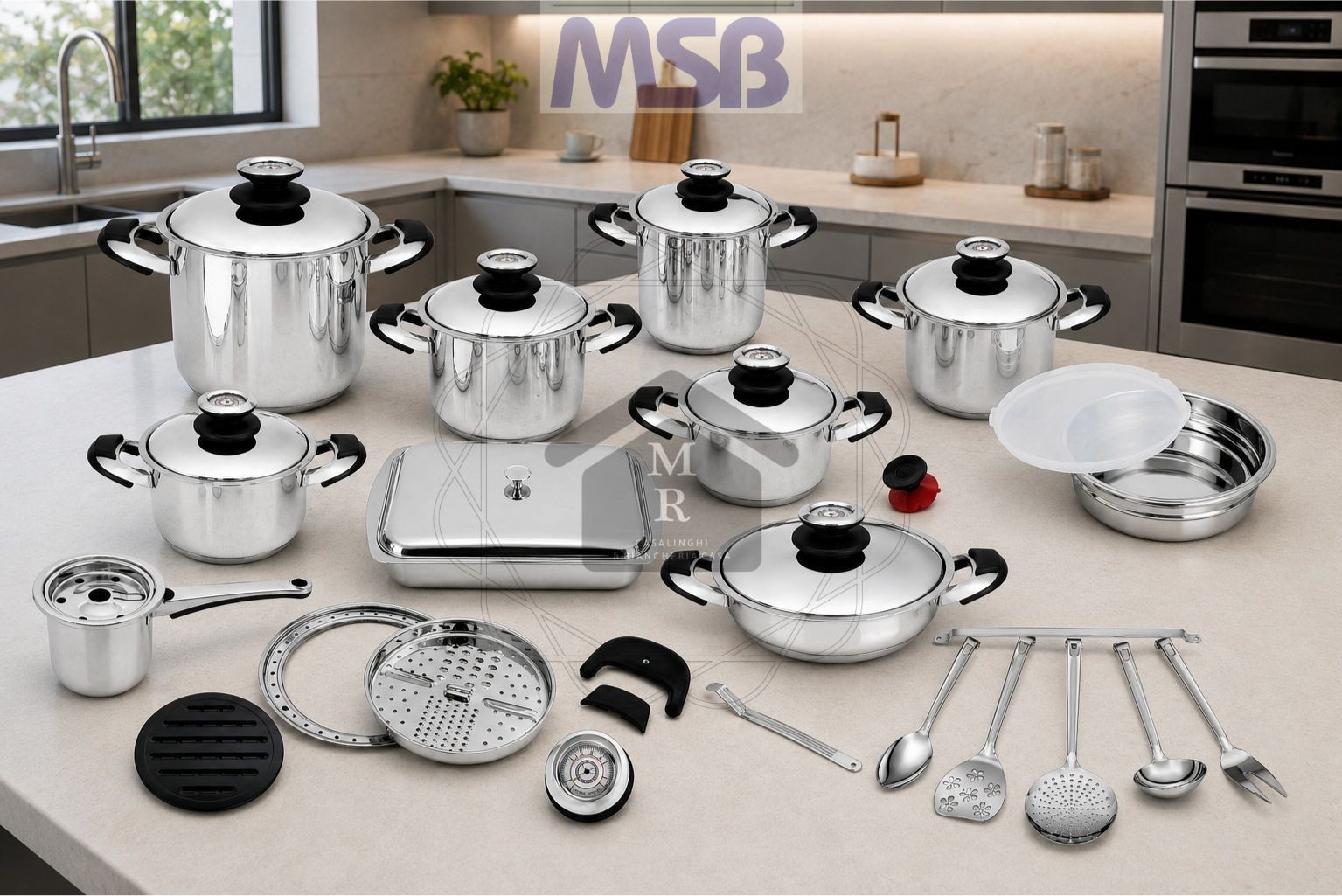 37 Piece MSBavaria 18/10 Stainless Steel Triple Bottom Induction Cookware Battery