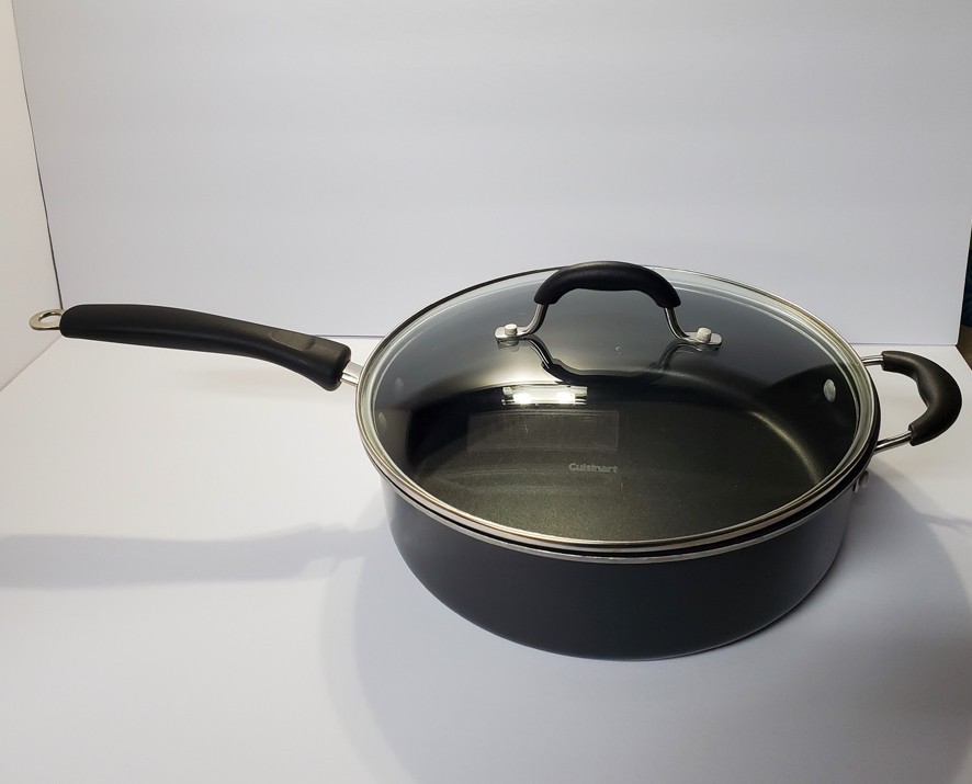 CUISINART 5.5 qt. Black 12″ Chicken Fryer Skillet Pan With Clear Glass Lid