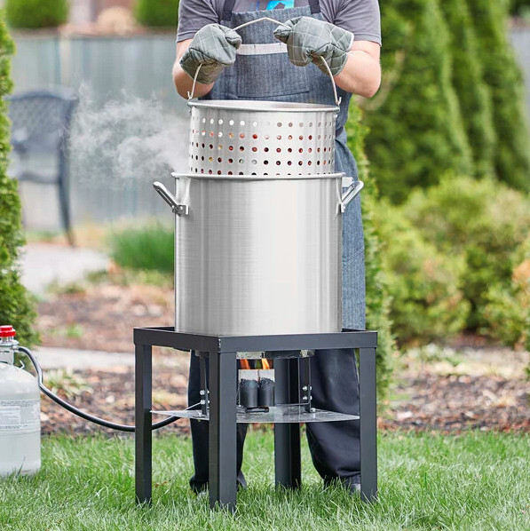 Backyard Pro 60 Qt. Large Aluminum Outdoor Cooking Seafood Boiler Steamer Kit