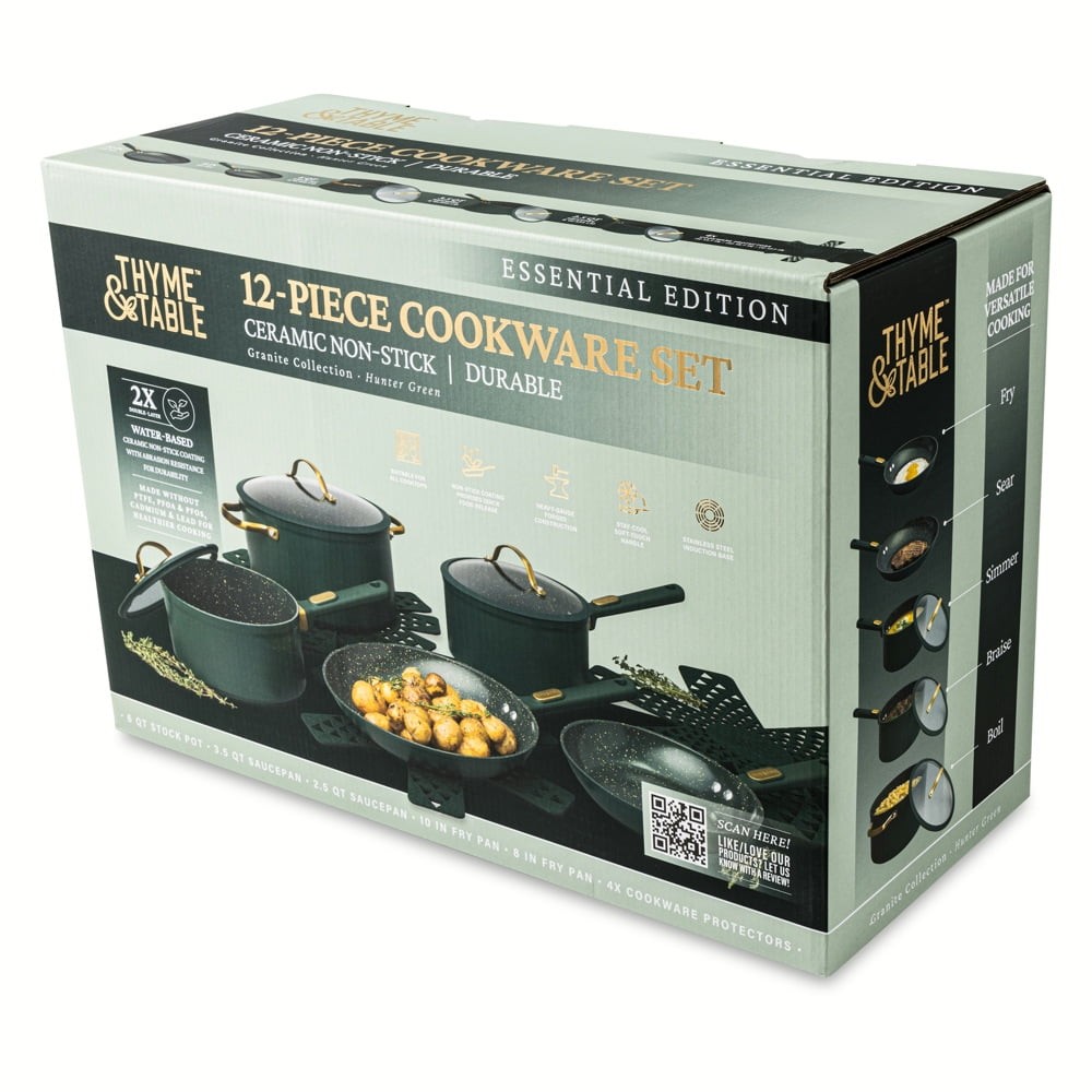 12-Piece Ceramic Non-Stick Granite Collection, Non-Toxic Cookware Set