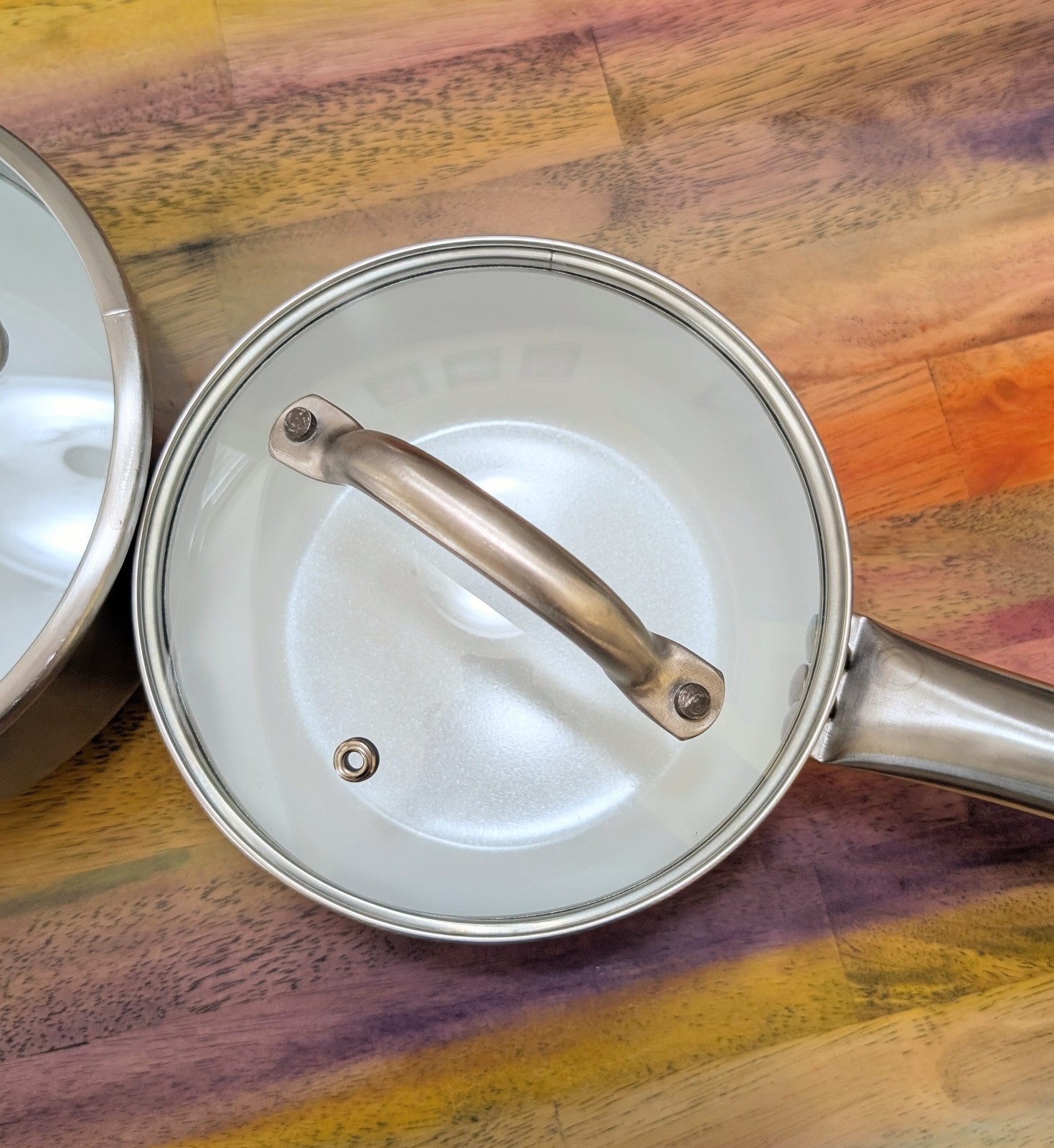 ⭐Oster Pot Pan Non Stick 2 Piece Aluminum Cookware Set in Gray Metal Handles