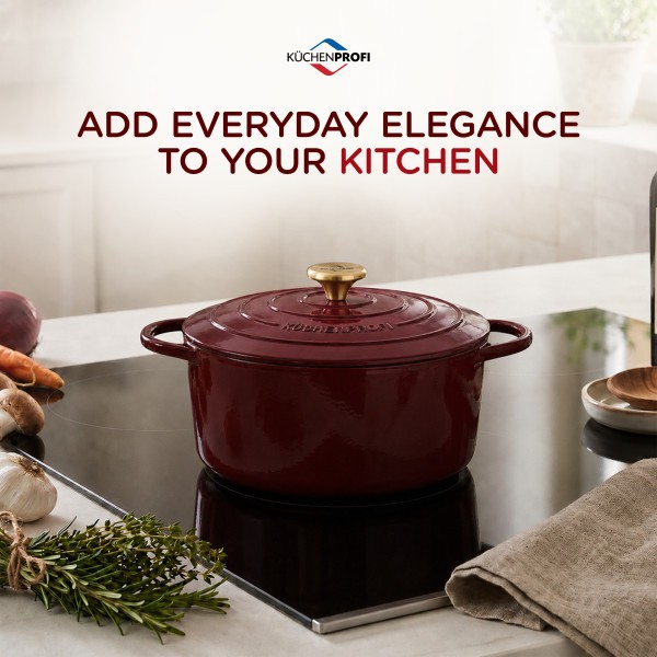 Frieling Küchenprofi Provence Dutch Oven, 4.4 Qt Enameled Cast Iron Pot – 9.5″