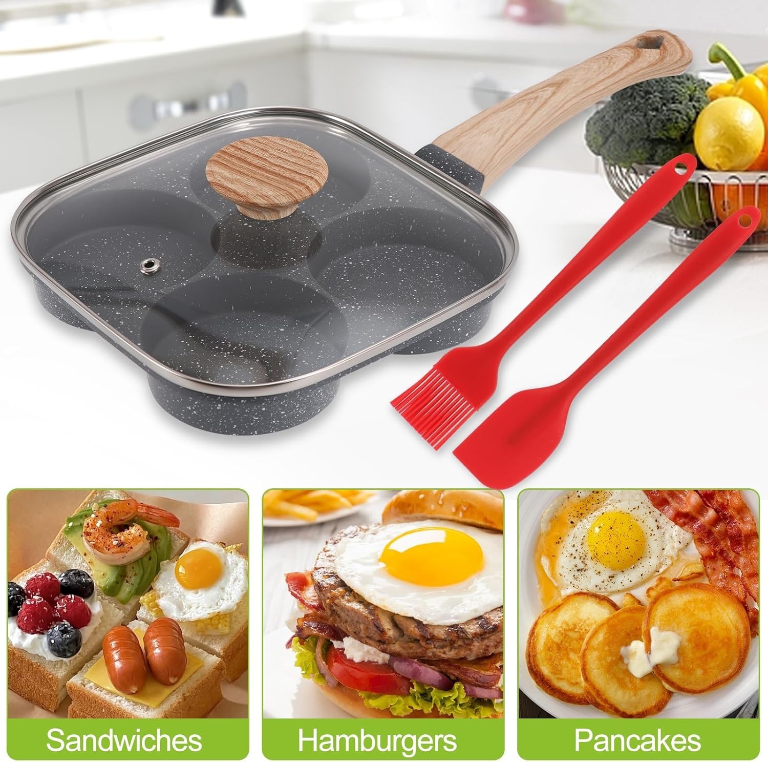 Egg Pan, Egg Pans Nonstick, Omelette Pan with Lid , Healthy Egg Frying Pan f…