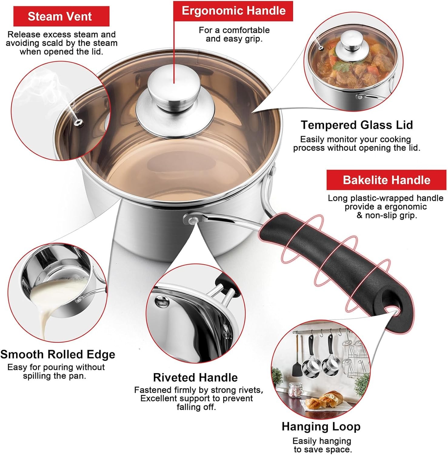Joyfair 1Qt 18/10 Stainless SteJoyfair 1Qt 1el Saucepan with Lid, Small Milk Pot