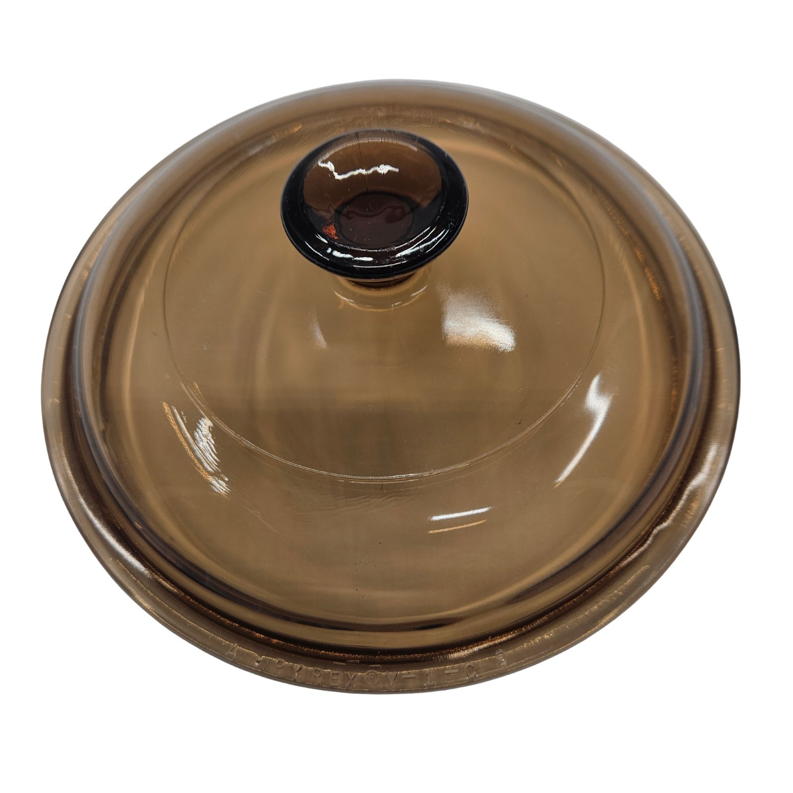 Visions Pyrex V-1-C Amber Lid Only No Chips 6.25 Inches Across
