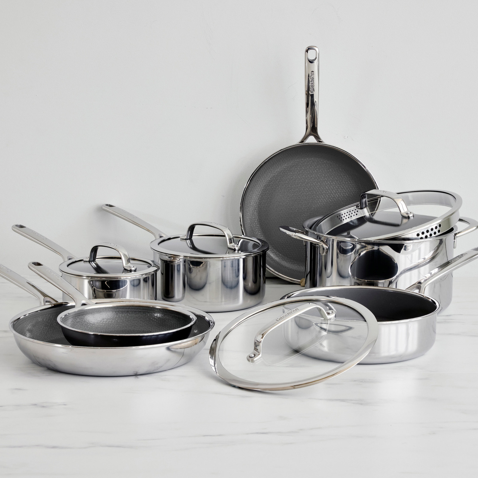 GreenPan Spectra Diamond 11 Pc Cookware Set 3 Ply Stainless Ceramic