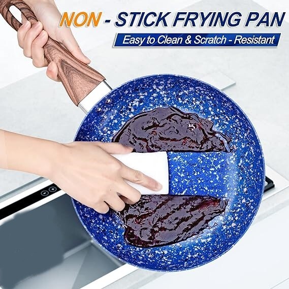 Juego De Sartén Gris Aluminio Antiadherente, 2 Piezas Juego De Cocina, 400°F NEW