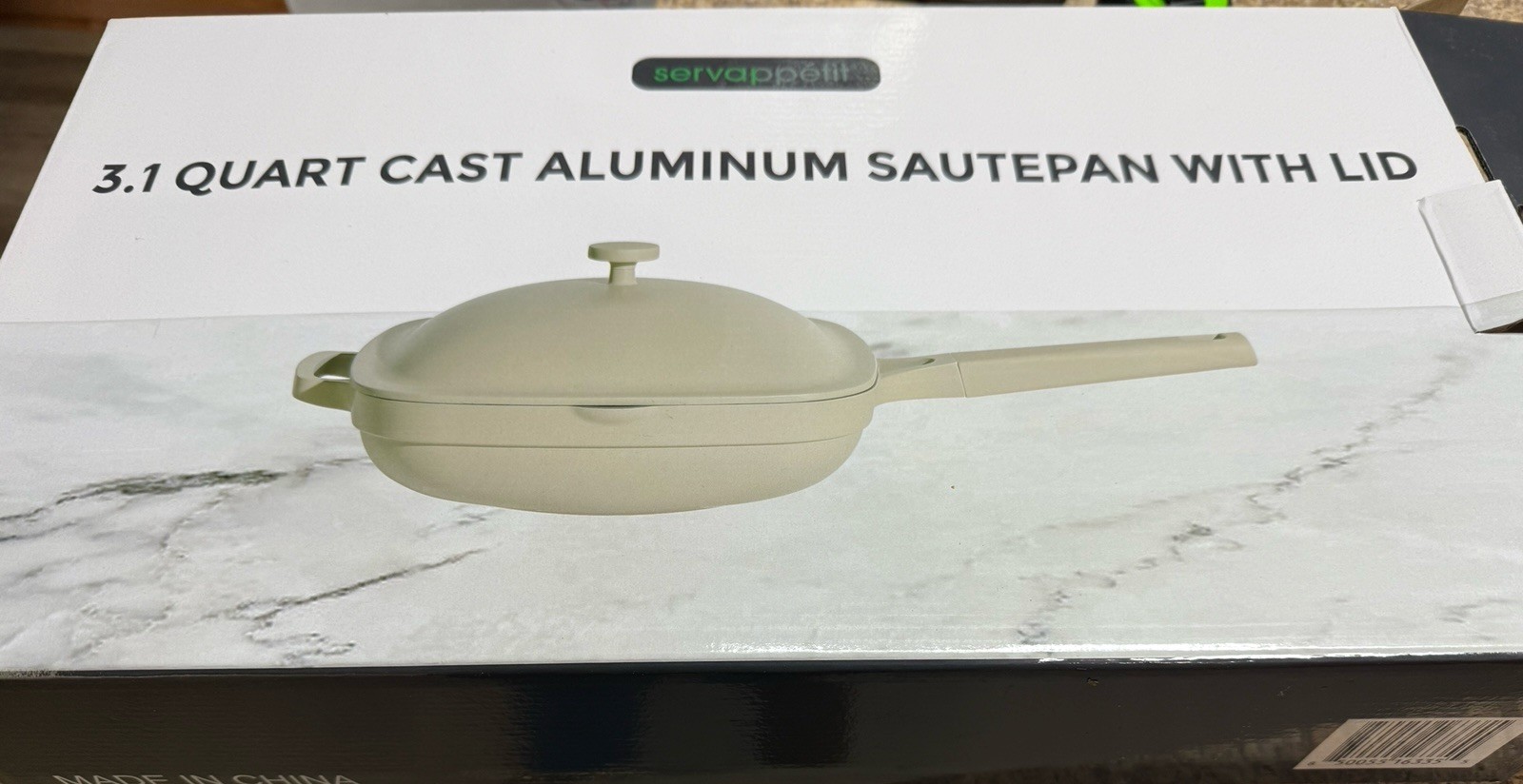 3.1 Quart 10.5” Cast Aluminum Sautepan W/ Lid High-quality Servappetit New biege