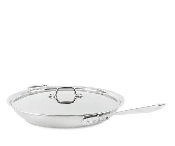 All-Clad D3 Stainless Steel 14-inch fry pan with helper handle NO LID