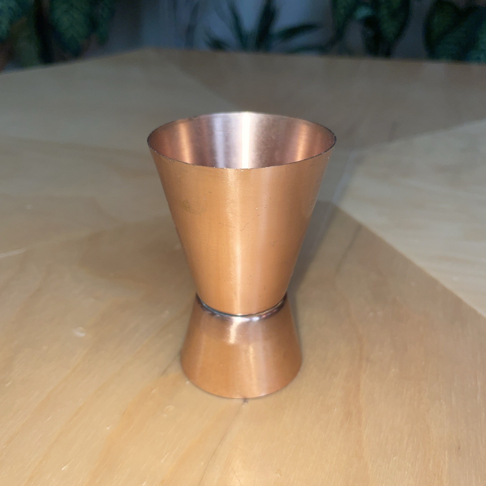 Solid Copper Single or Double Jigger 1 and 2 ounce 3” Tall Shot Glass Used Nice