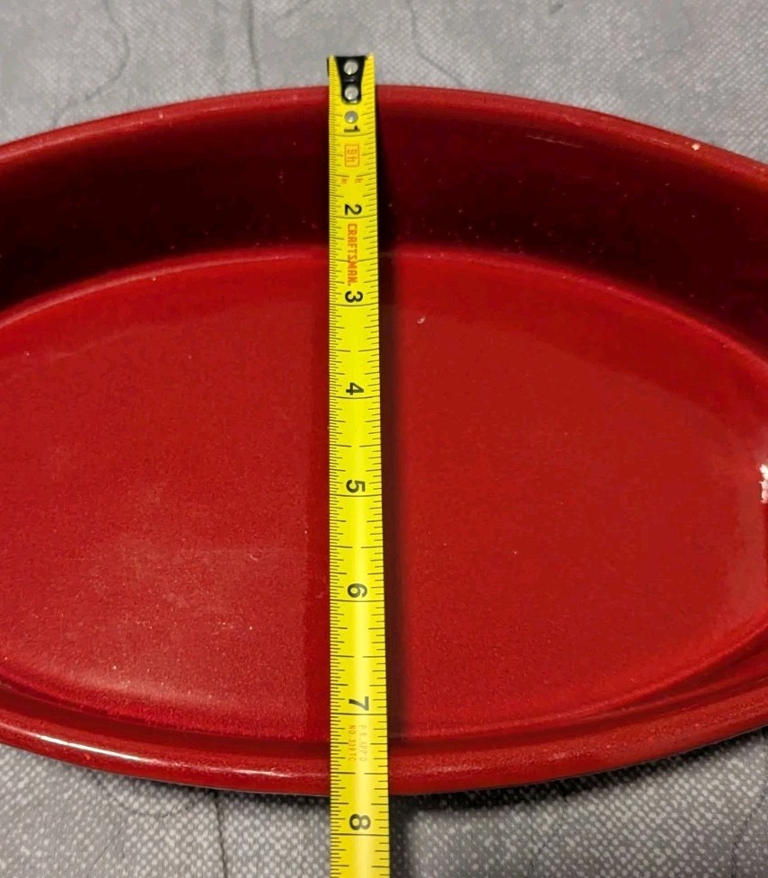 CRATE & BARREL – 14″ Oval Baking Casserole Dish – Red Glazed Stoneware Portugal