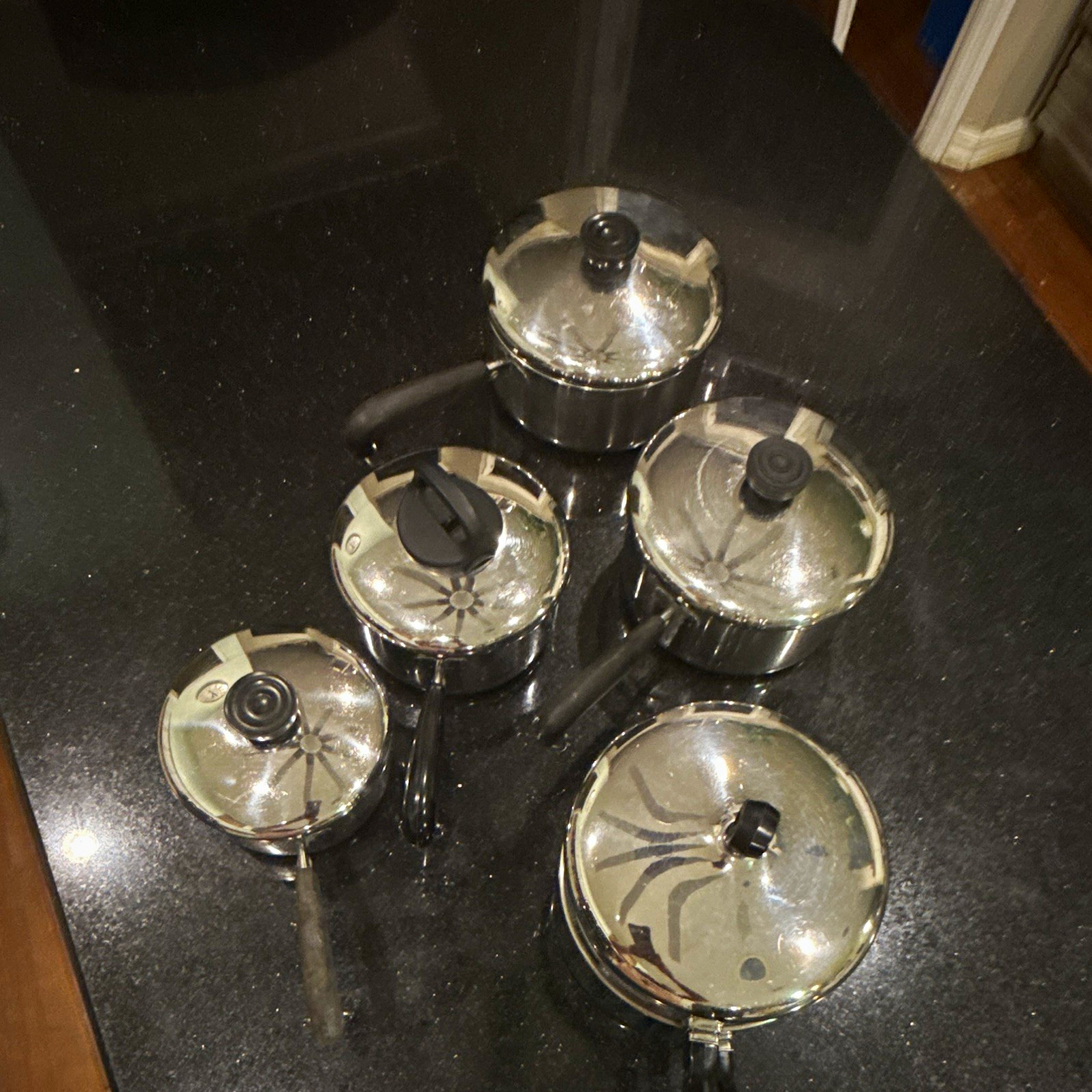 All-Clad D3 9-Piece Stainless Steel Saucepan Set w/ Lids Silver/Black