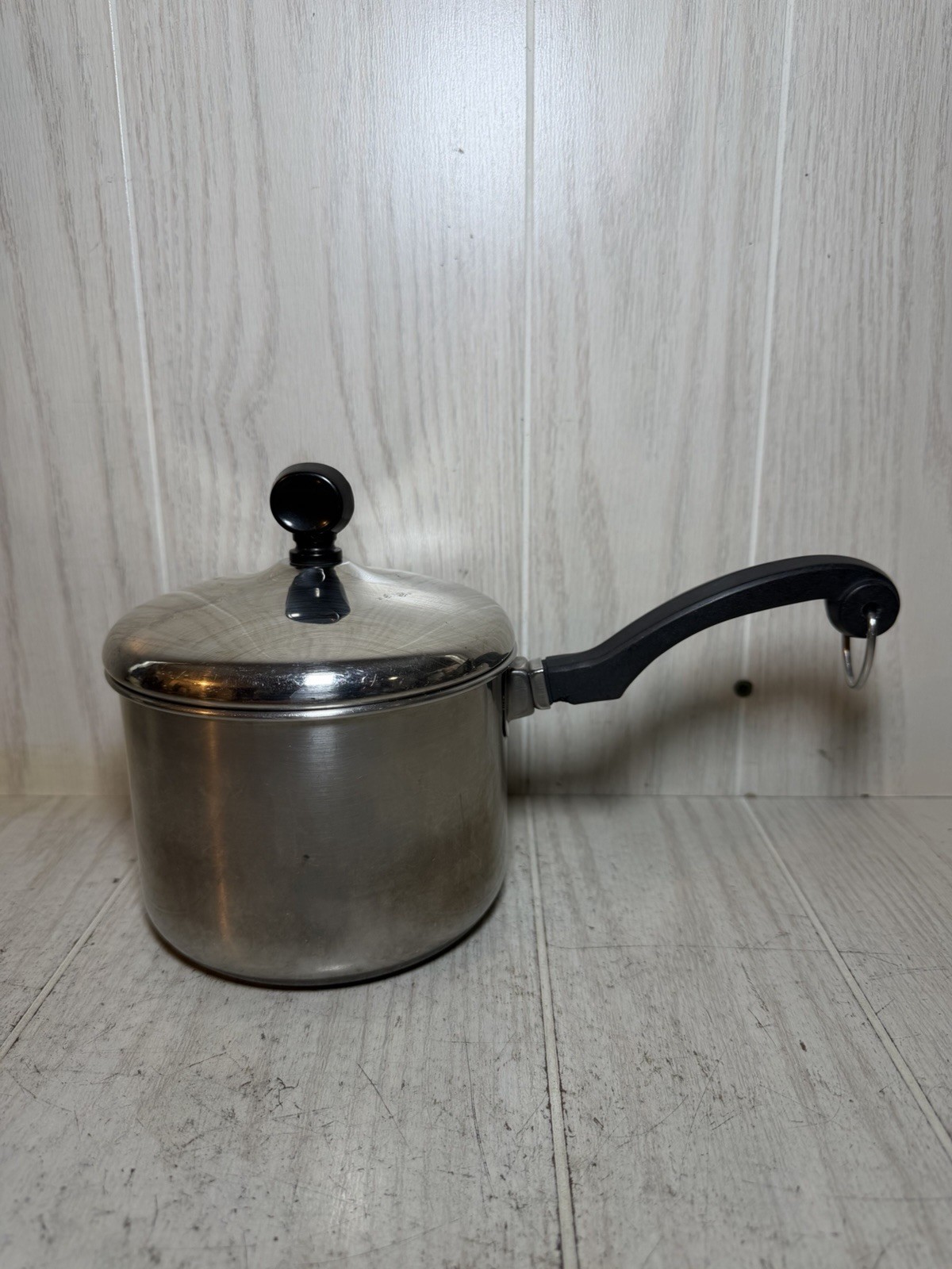 Vtg Farberware 1-1/2 Qt Pot Aluminum Clad Stainless W/Lid.