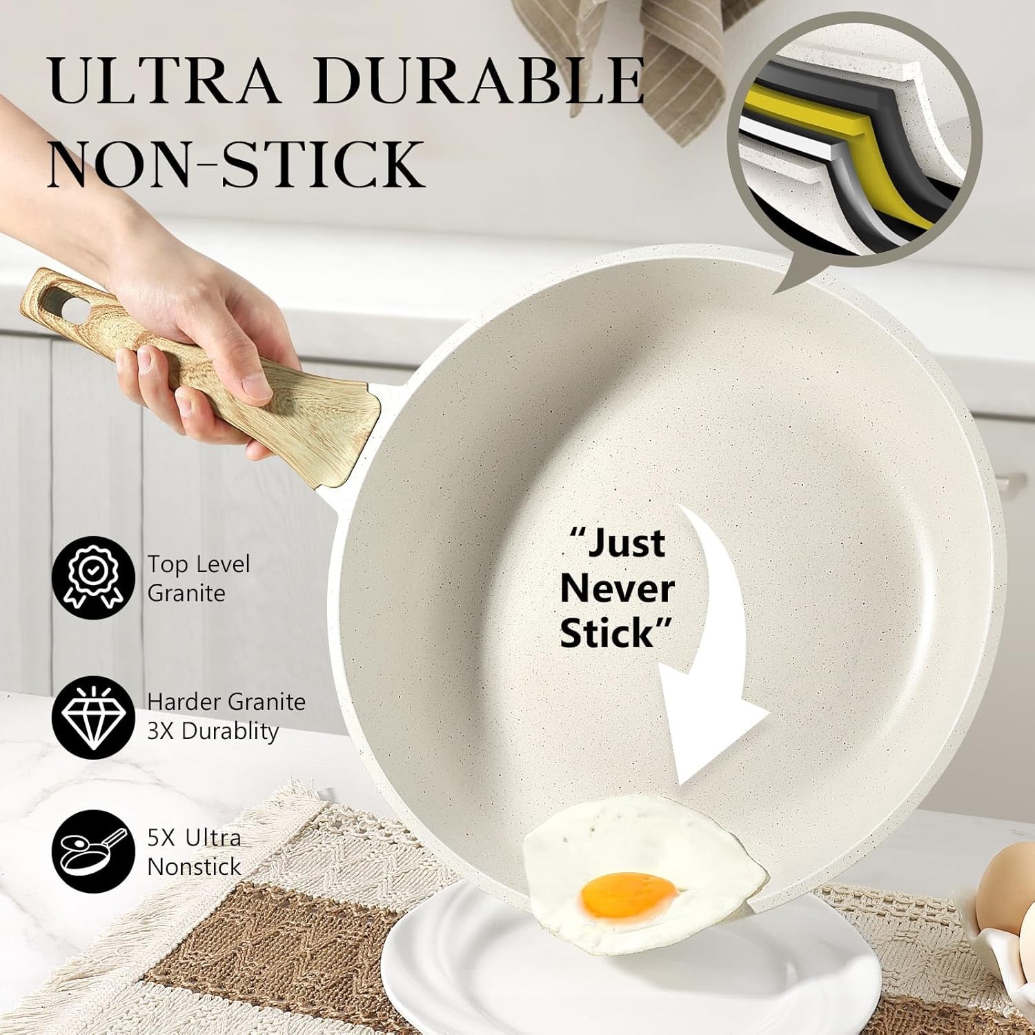 Eco-Friendly 9.5” Nonstick Omelette Pan – Aluminum with Heat-Resistant Handle