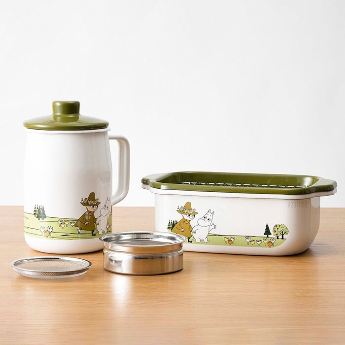 Fuji Horo Moomin Gas Induction Enamel Frying Pot Oil Pot Set Of 2 Tenpura JP New