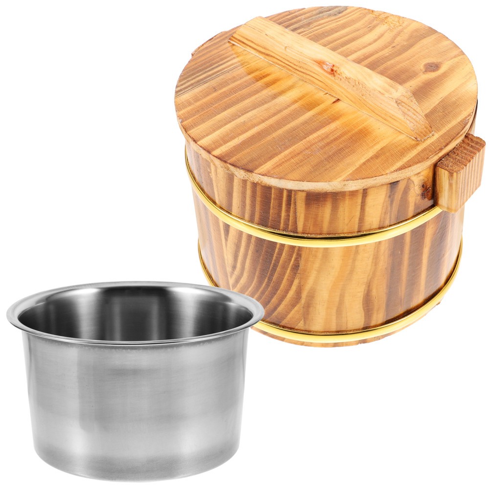 Wooden Rice Bucket Steamer Multi Functional Sushi Rice Mixing Tub 16cm