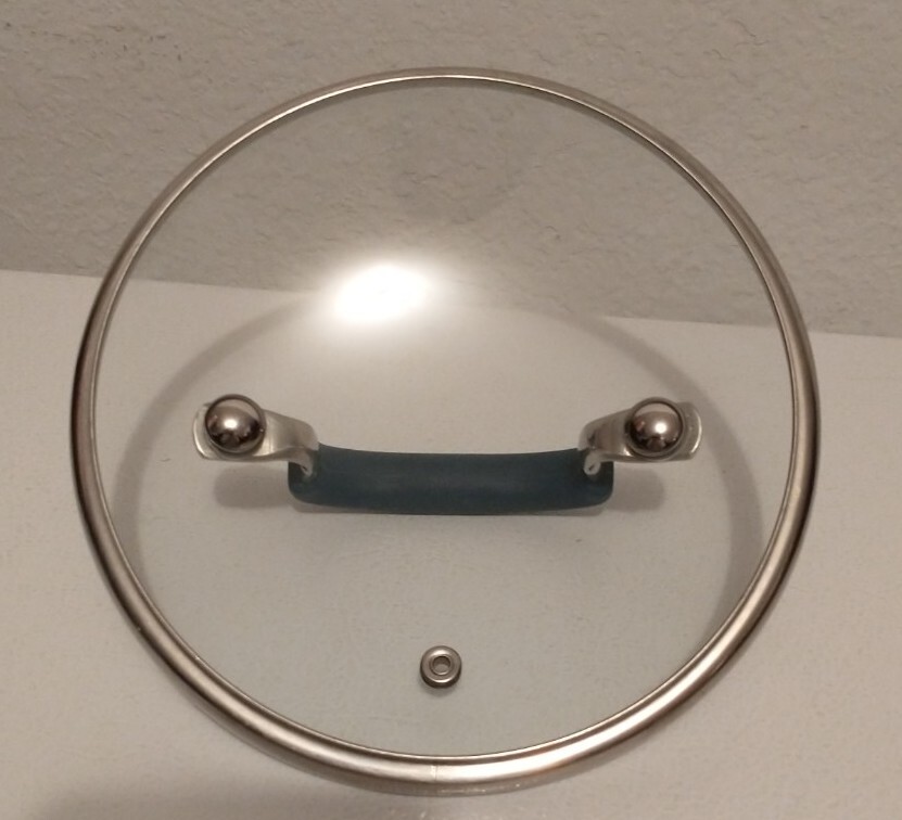 Unbranded Round Glass Replacement Lid 6 1/8″ inch ID 6 5/8″ OD Teal Handle