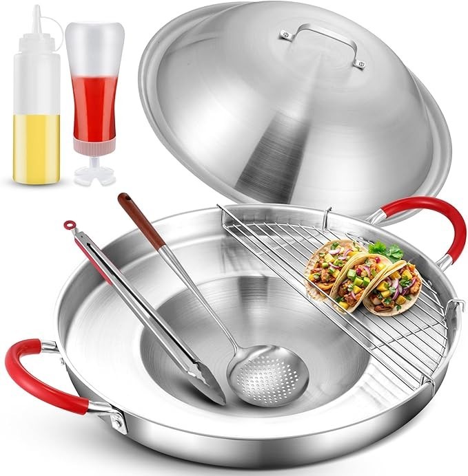 Stainless Steel 20″ Mexican Comal Griddle Pan,Large Cookware Set